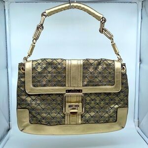 Anya Himdmarch Black Gold trim Metallic bag